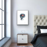 Example of a framed print in a bedroom